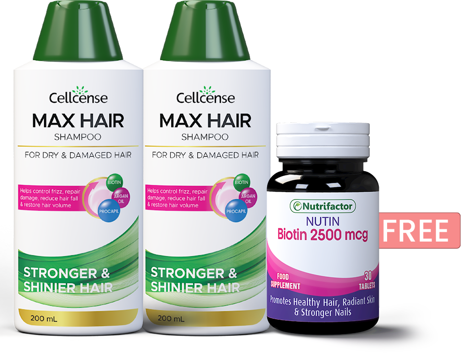 2 Maxhair Shampoo + Free Nutin